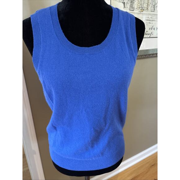 Talbots Sweater Womens sz M Cashmere Pullover Sleeveless Knit Vest New royal blu - Picture 1 of 8